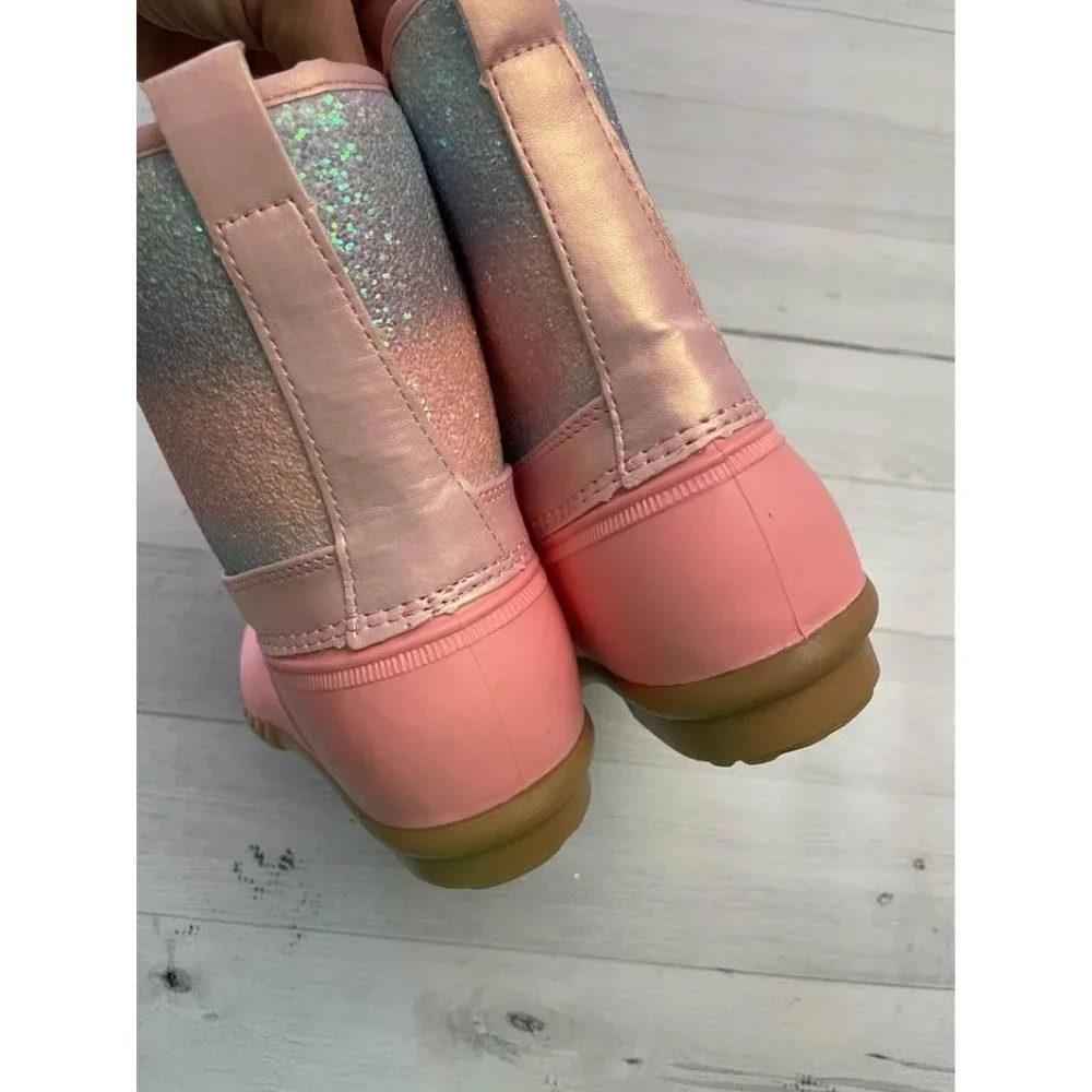 Girls‎ Fabkids Pink Glitter Duck Boots Size 5 NEW
